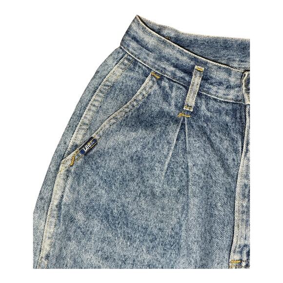 Vintage 80s Lee Denim Women 10 Med Mom Jeans High Rise Tapered Acid Wash Pleated - Picture 4 of 11
